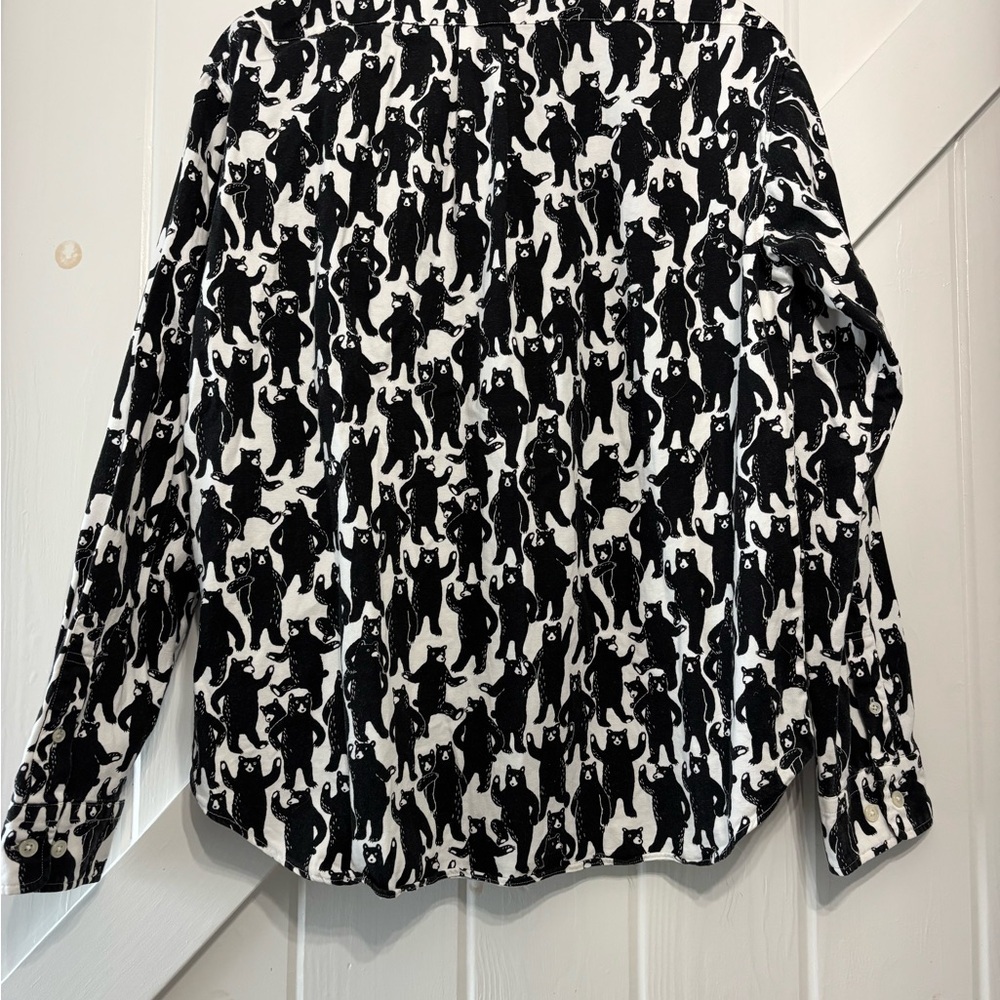 Ciao Indenture Made in Japan Bear Print Button Down Shirt Black White L - Picture 4 of 9